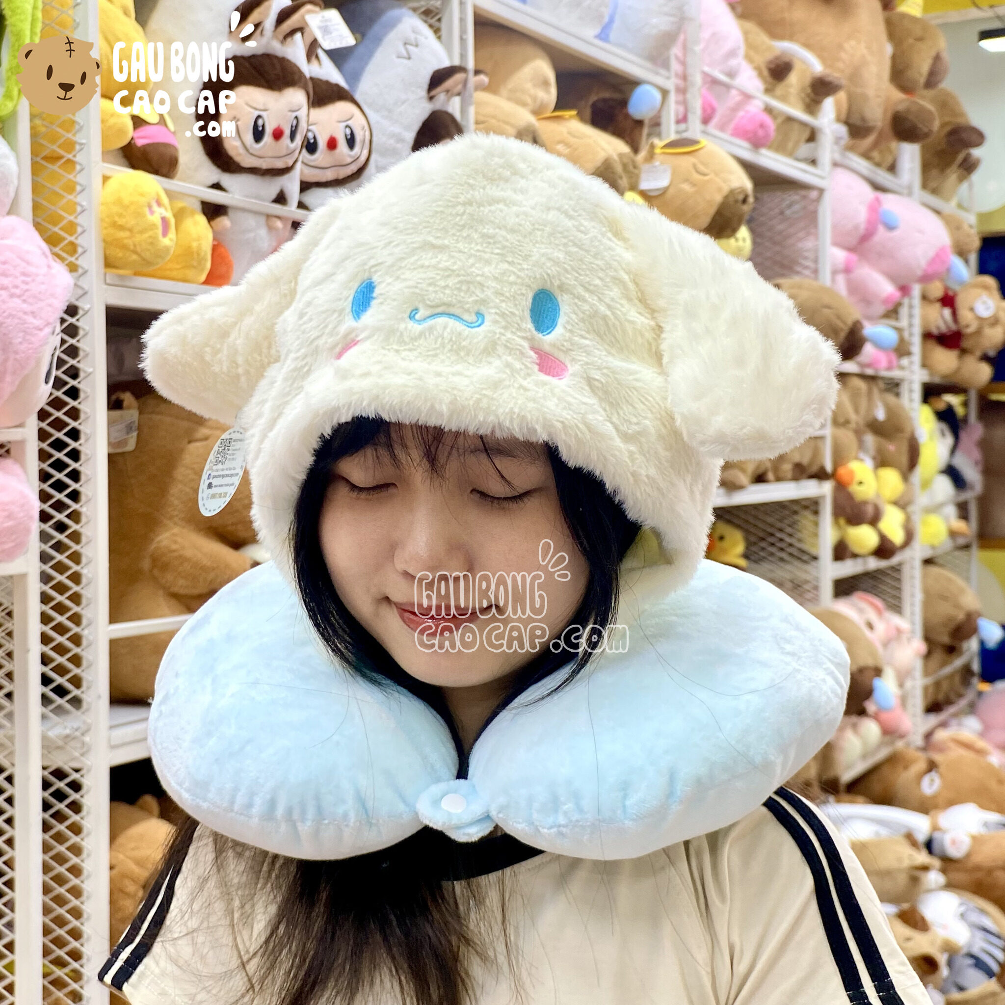 Gối kê cổ Chữ U có nón – Thỏ Cinnamoroll