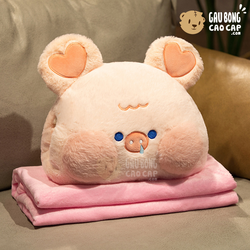 Heo Bông má hồng nhỏ dãi có Mền 2in1